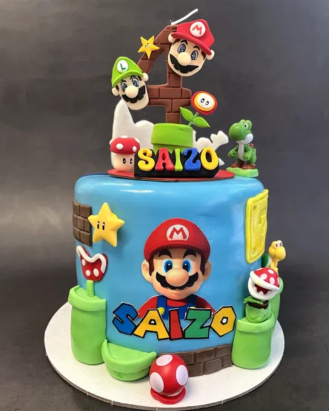 Tarta de Super Mario con tuberías