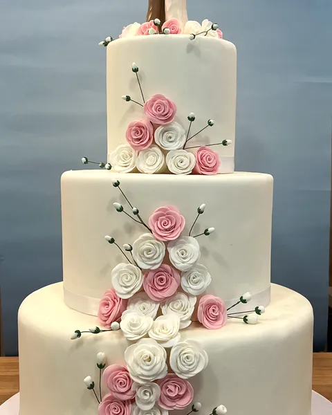 Tarta de boda de tres pisos