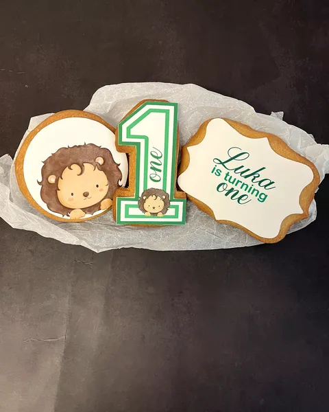 Galletas de primer cumpleaños con león