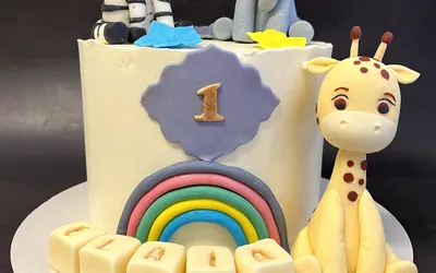 Tarta de primer cumpleaños con animalitos